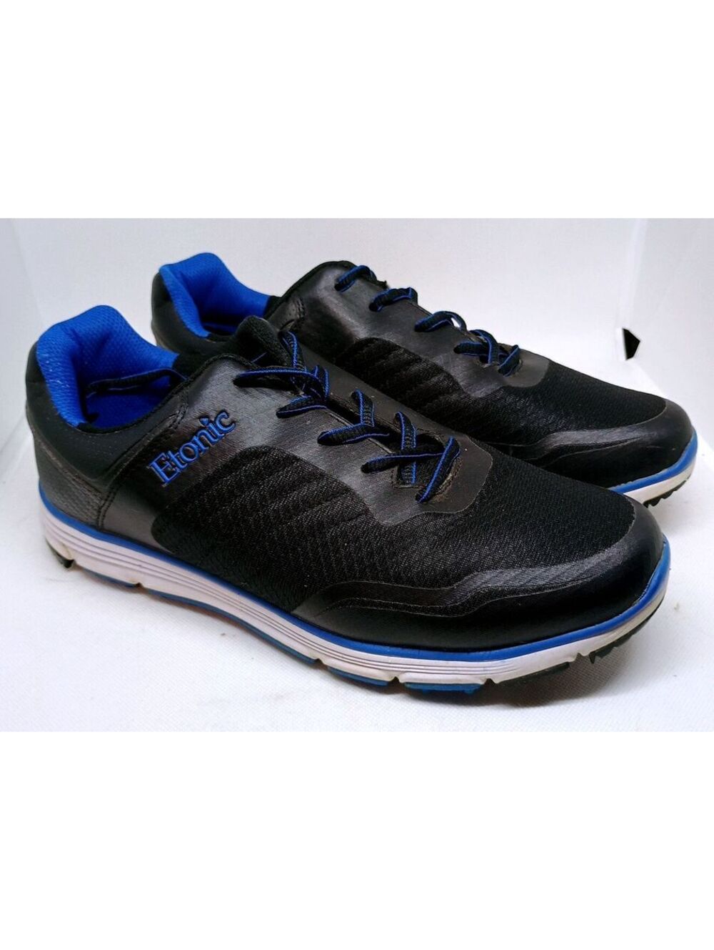 Etonic Mens Stabilite Sport Spikeless Golf Shoes Black Royal Blue Size 10 M EG60
